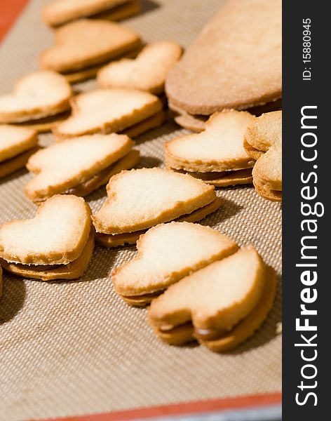 Close up picture of heart shaped cookies