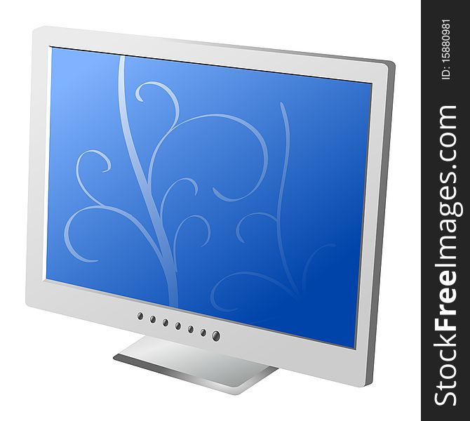 Vector colored illustrated of flat lcd monitor