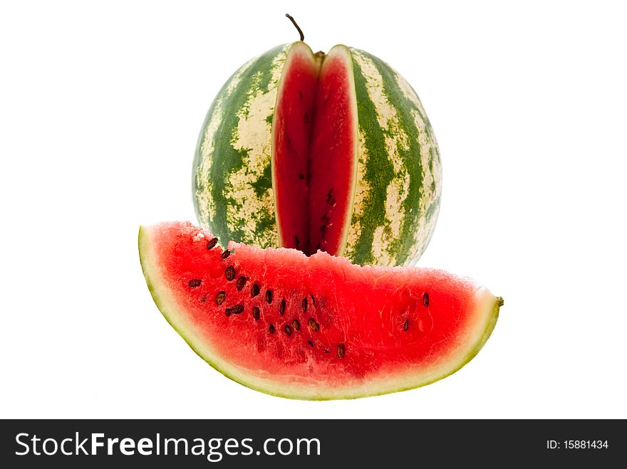 Slice of watermelon isolated on white background