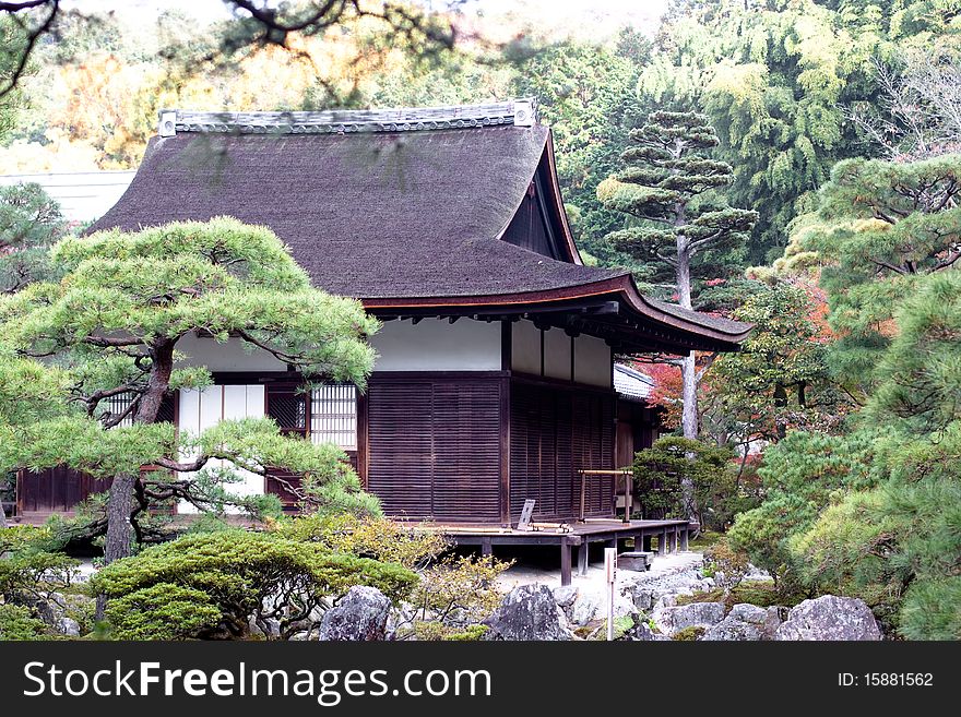 Small cottage in a Japanese autumn park. Small cottage in a Japanese autumn park