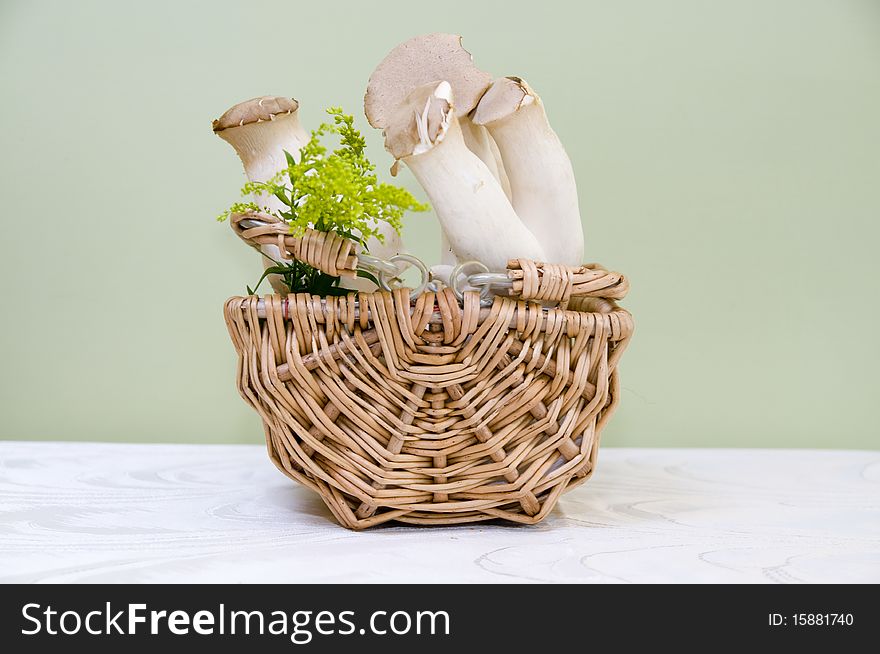 The fresh mushroom in the basket