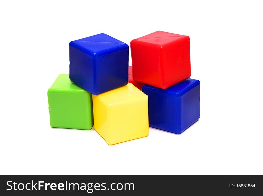 Photo of colour cubes on white background