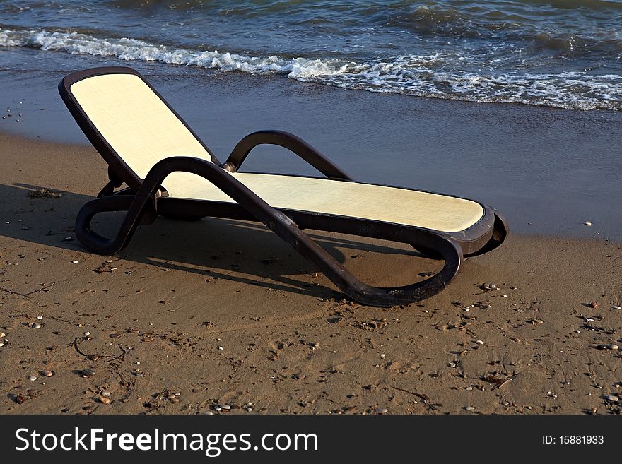 Chaise-longue on the beach. . Mediterranean.