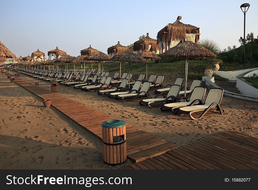 Beach at the hotel. Mediterranean. Turkey. Belek.