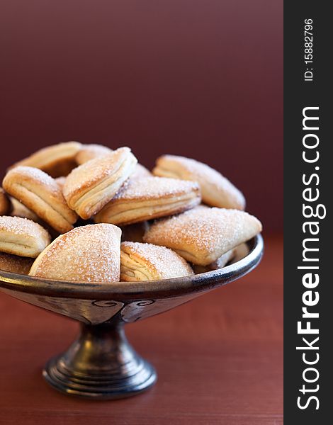 Cookies with sugar topping in beautiful bowl