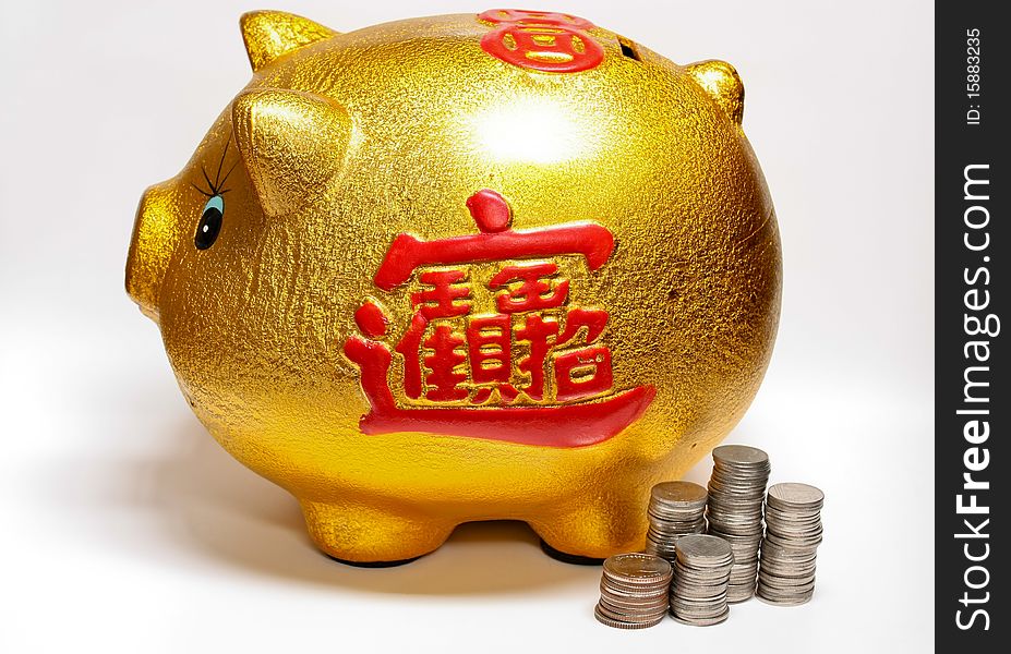 Gold piggy bank for savings