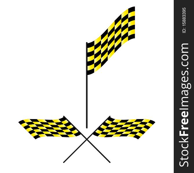 Yellow and black checked racing flags