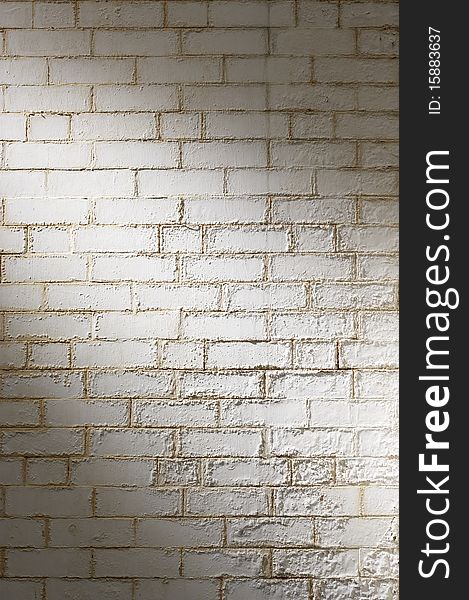 White brick wall background with peeling paint