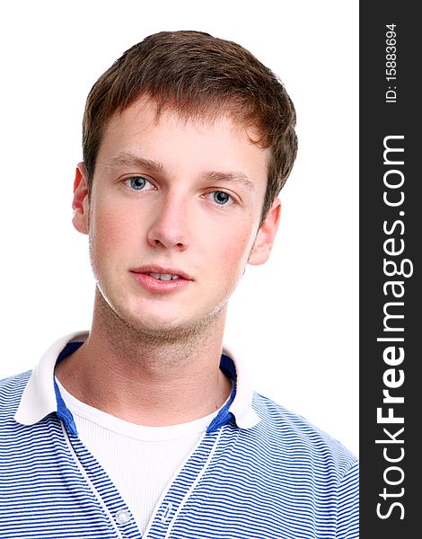 Young and attractive boy on white background