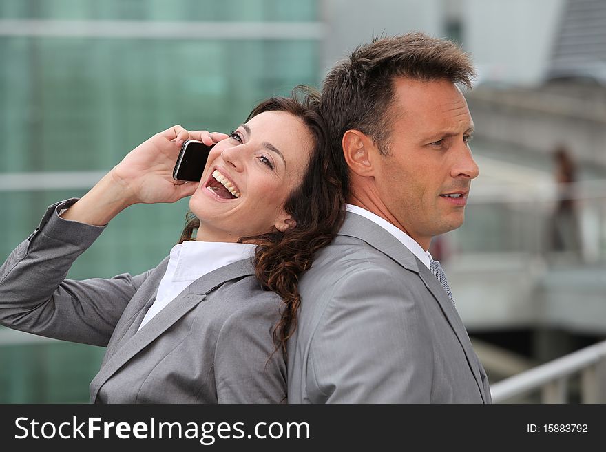 Business team with mobile phone. Business team with mobile phone