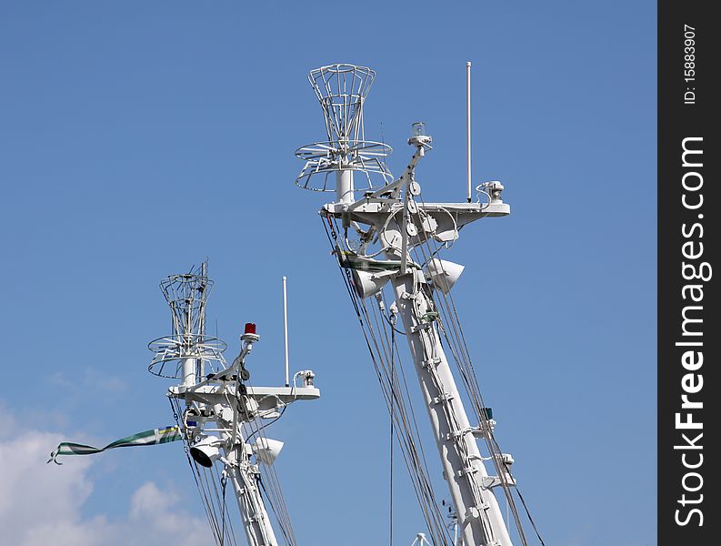 A radar and communication system on a warship