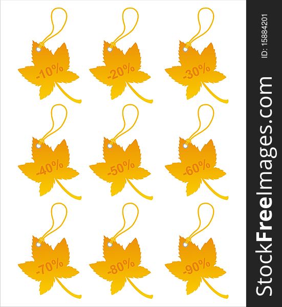 Set of 9 autumn sale tags. Set of 9 autumn sale tags