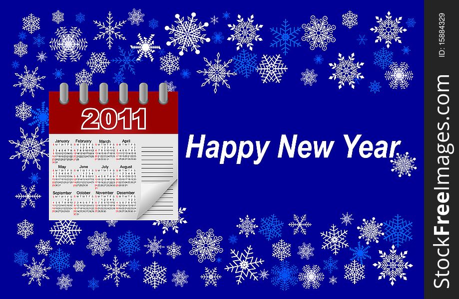 Icon paper calendar 2011 and snowflakes. Vector. Icon paper calendar 2011 and snowflakes. Vector.