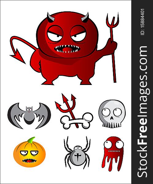 Halloween characters illustration isolated over white background