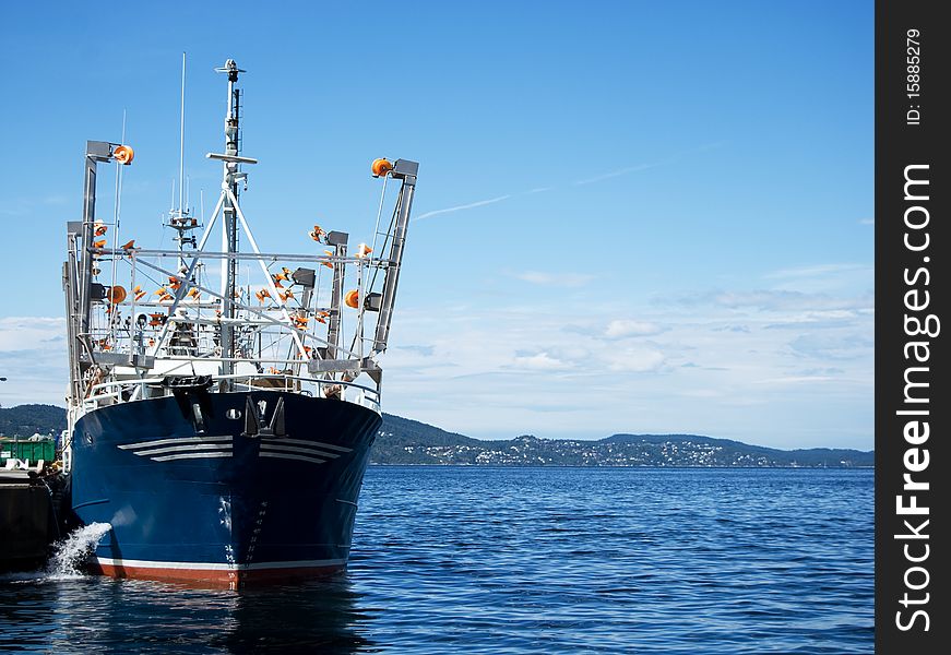 Moored Ship In Bergen Old Pier