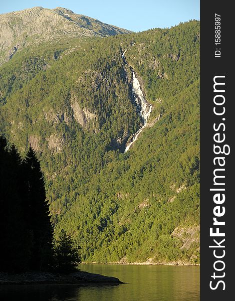 Waterfall on Hardangerfjord, Norway