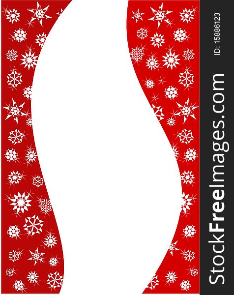 Snowflakes over red - Christmas background. Copy space for text