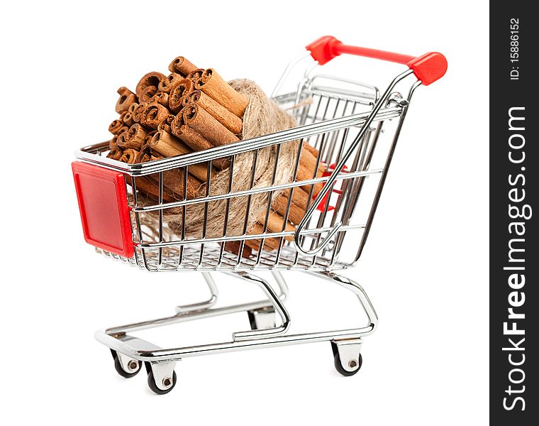 Cinnamon stick in shopping basket