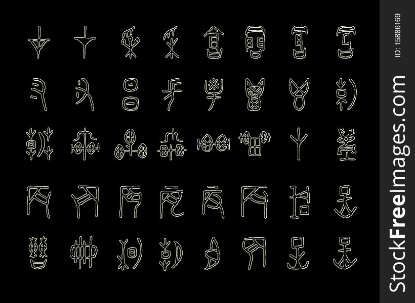 A set of old ancient oracle symbols or words. A set of old ancient oracle symbols or words