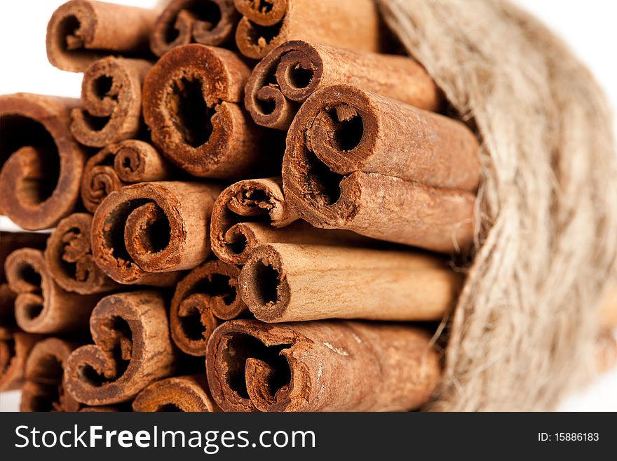 Cinnamon stick isolated on white background