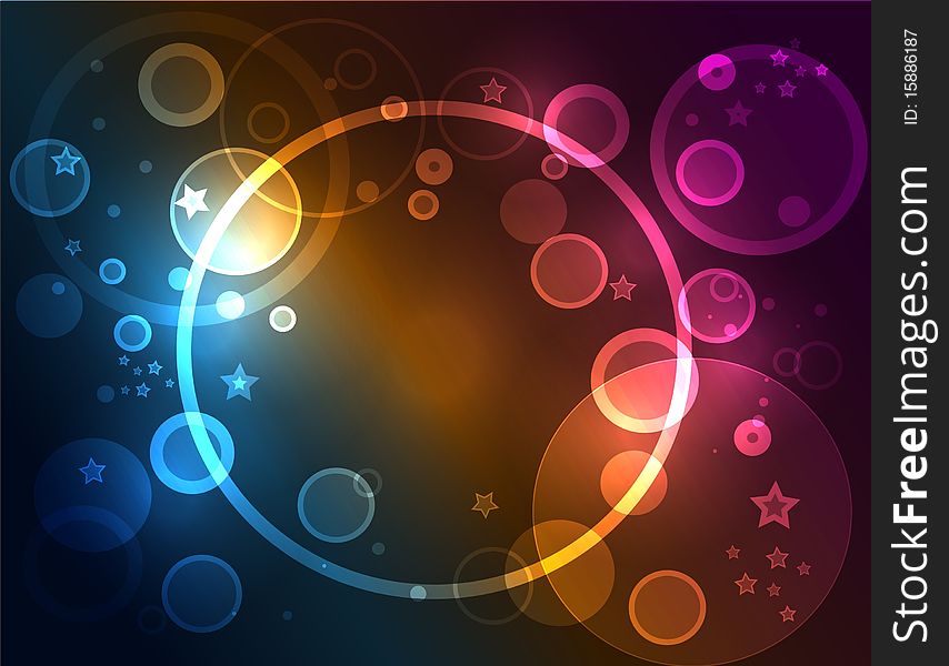 Abstract background with circles and stars