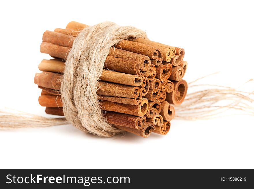 Cinnamon stick tied with string