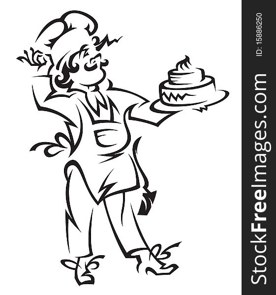 Chef with tray of cake in hand