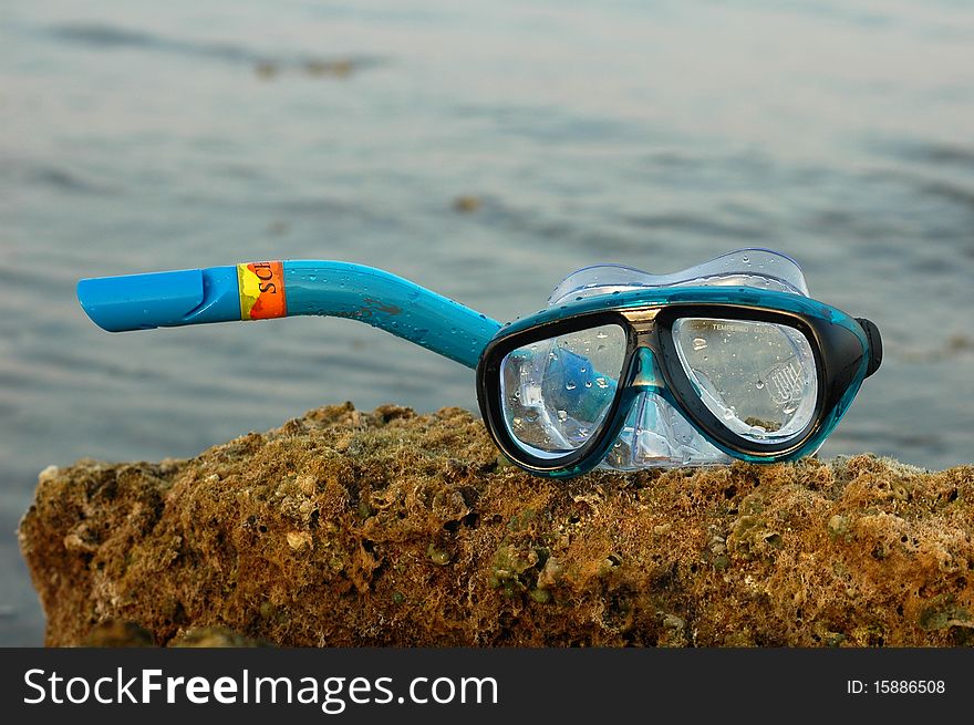 Equipment for snorkeling in the sea. Equipment for snorkeling in the sea