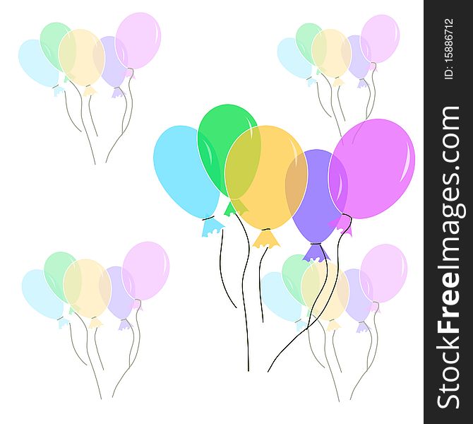 Multicolor balloons for party on a white background