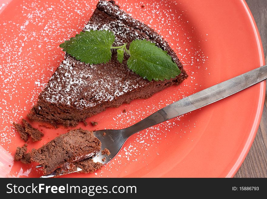 Chocolate cake with ricotta and mint