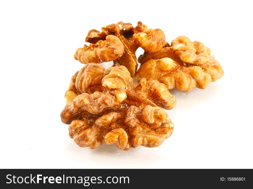 Kernel walnuts isolated on a white background