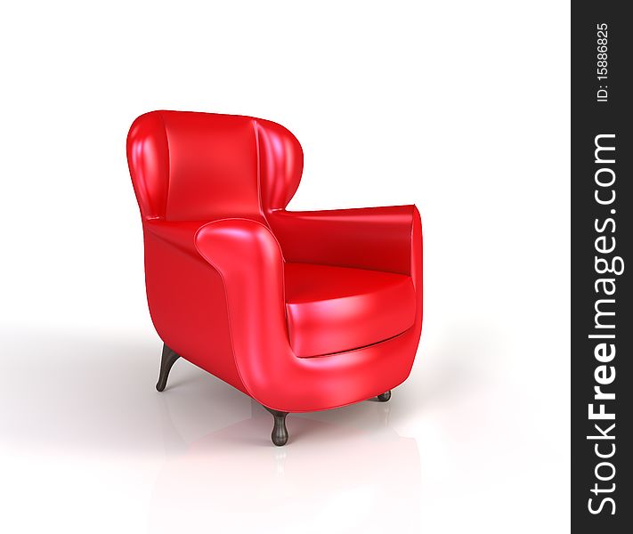 Modern red armchair isolated on white background. 3d render. Modern red armchair isolated on white background. 3d render.