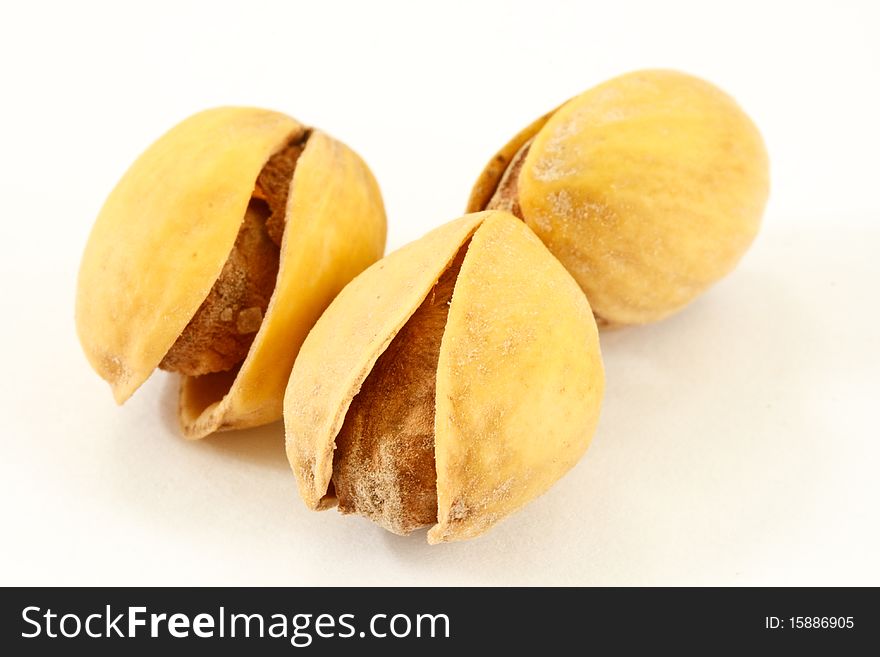 Pistachio closeup isolated on white background