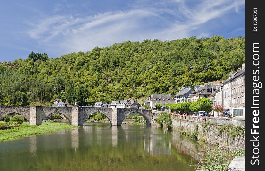 Bridge over the river Lot at Estaing Southern France. Bridge over the river Lot at Estaing Southern France