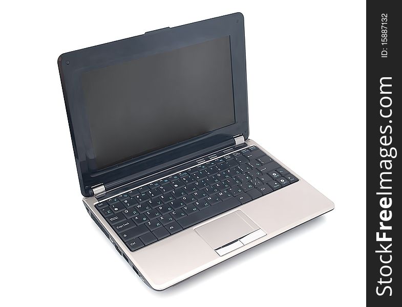 Silver- black laptop isolated on white.