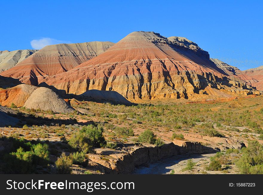 Scenic view of Aktau mountain range with Altyn-Emel National Park in Kazakhstan. Scenic view of Aktau mountain range with Altyn-Emel National Park in Kazakhstan.