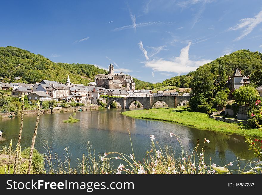 Bridge over the river Lot at Estaing Southern France. Bridge over the river Lot at Estaing Southern France
