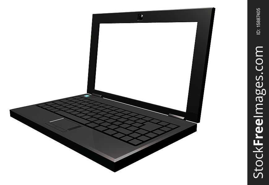 A reflective render of a laptop isolated on white. A reflective render of a laptop isolated on white.