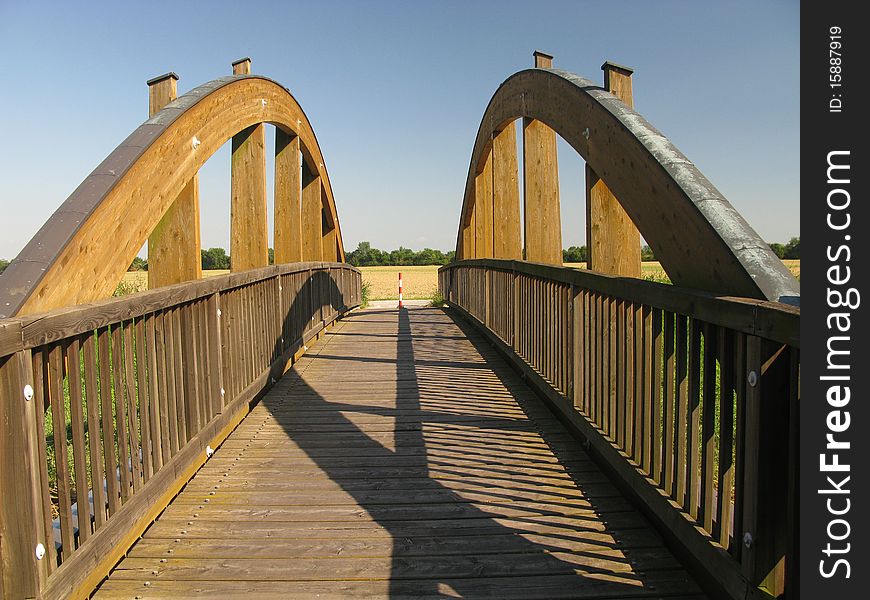 Bridge - old wooded bridge over river