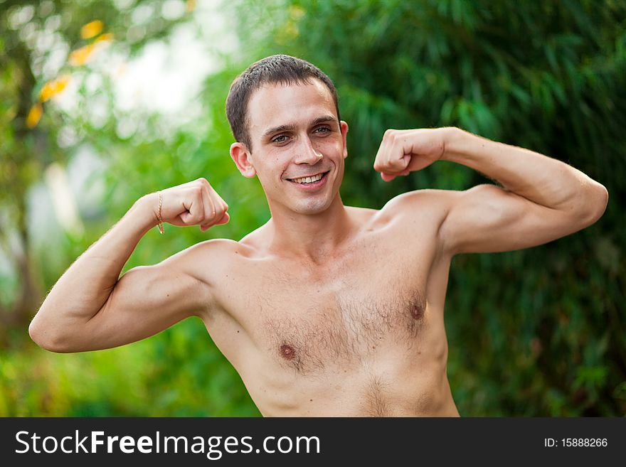 Young man  in physical activity outdoors