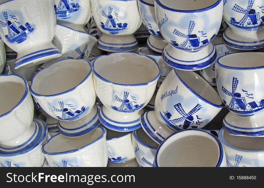 porcelain painted delftware egg cups