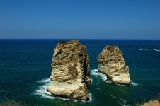 Site Of Pigeon Rocks,Beirut Lebanon Royalty Free Stock Photography