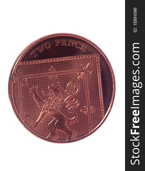 Two pence isolated studio cutout