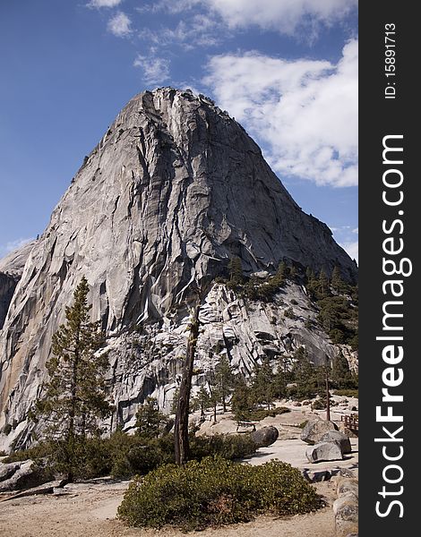 Half dome in Yosemite in the middle of summer.