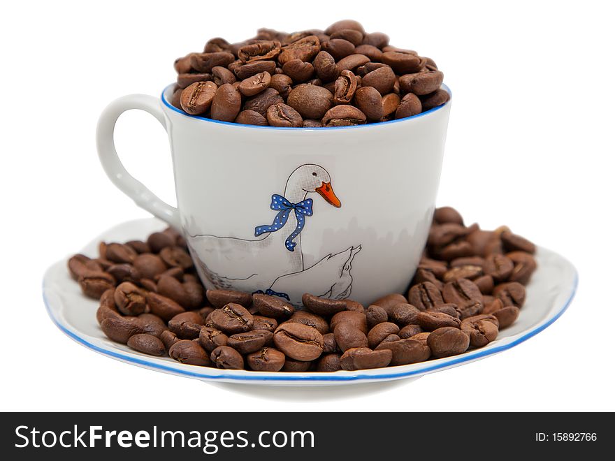 Cup full of coffee beans,. Cup full of coffee beans,