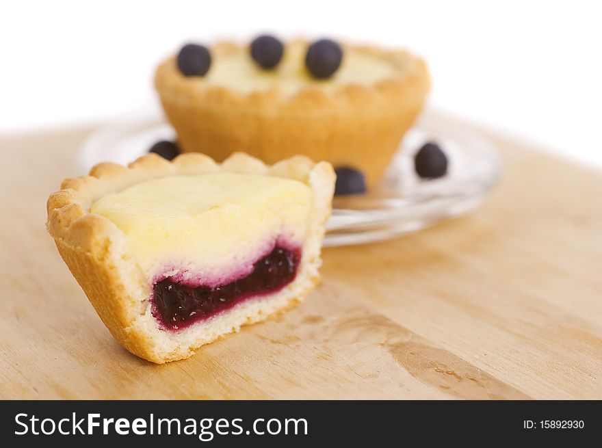 Blueberry tarts isolated on white background