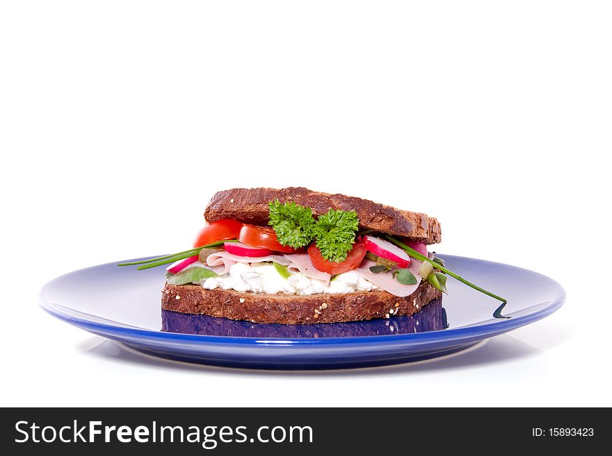 A rich healthy brown sandwich isolated over white