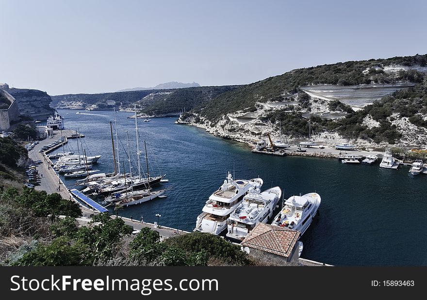 France, Corsica, Bonifacio, view of the port