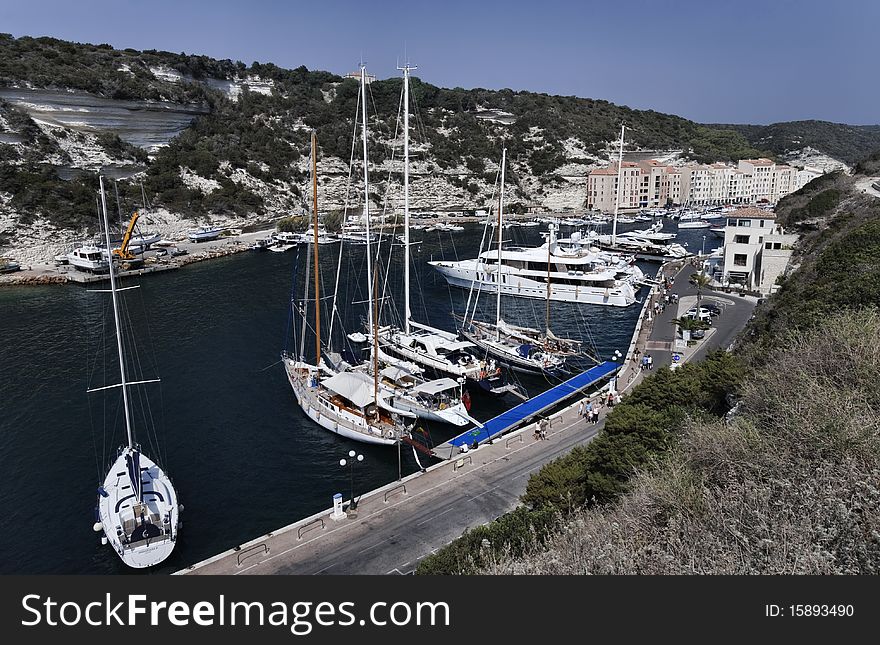 France, Corsica, Bonifacio, view of the port
