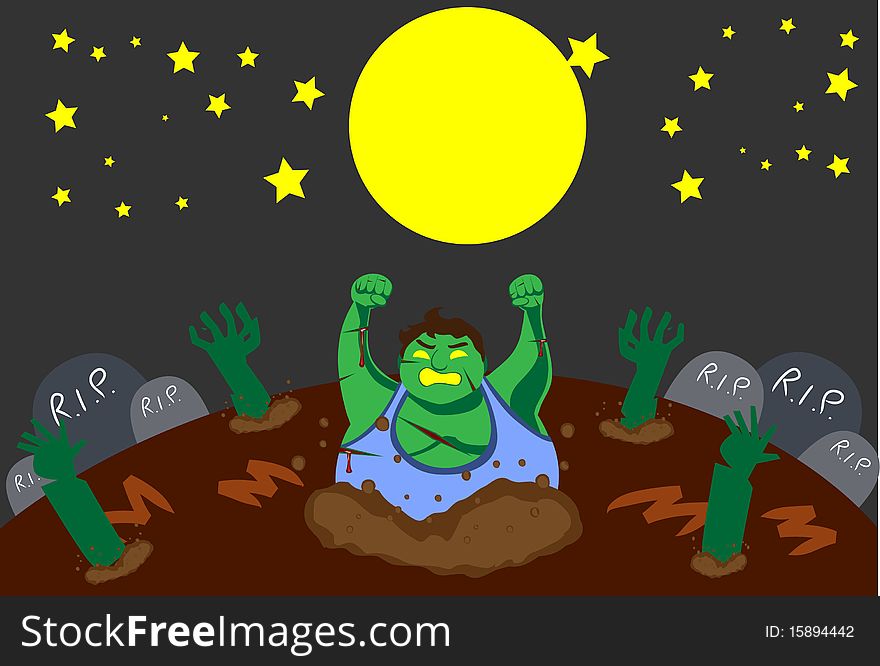 Image of zombies who are rising from the death on Halloween night. Image of zombies who are rising from the death on Halloween night.